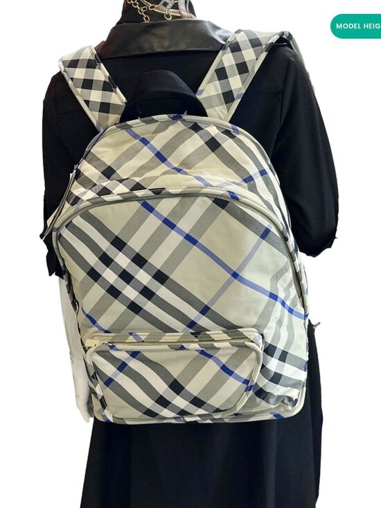 Burberry  Shield Check Nylon Backpack Grey main image 12